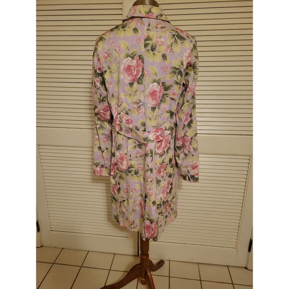 Jacklyn Smith Pastel Floral Print Coat Peacoat Jacket Purple Womens Size Large - Picture 3 of 7